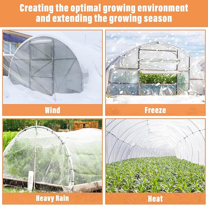 Legigo 10 X 50 Ft Clear Plastic Plant Covers Freeze Protection- 6 Mil Winter Greenhouse Plastic Sheeting for Frost Water Sun Wind Resistant, Plant Vegetable Blanket Covers for Cold Weather Garden Farm