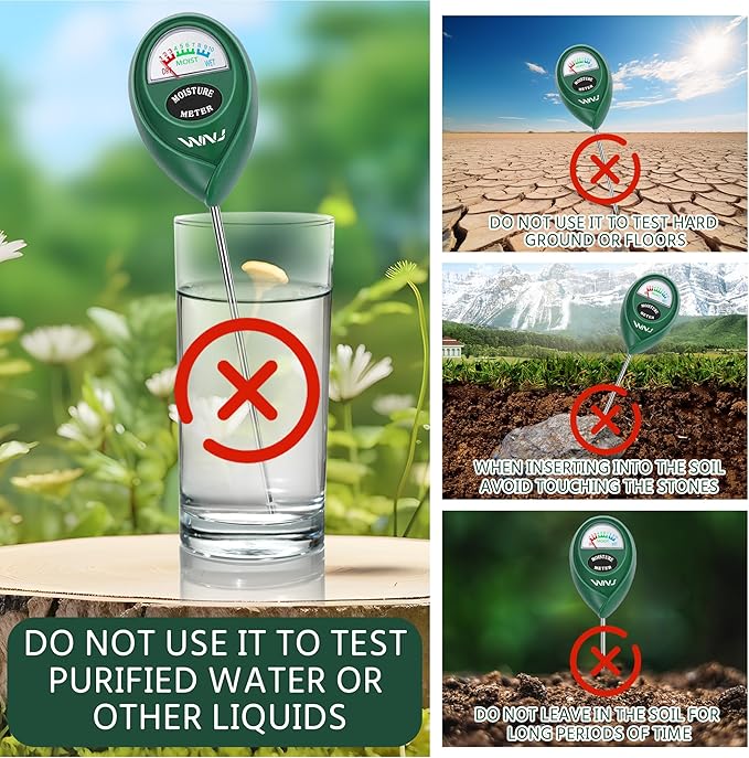 2 Pack Soil Moisture Meter, Plant Water Monitor, Lawn Moisture Meter，Soil Hygrometer Sensor for Gardening, Farming, Indoor and Outdoor Plants