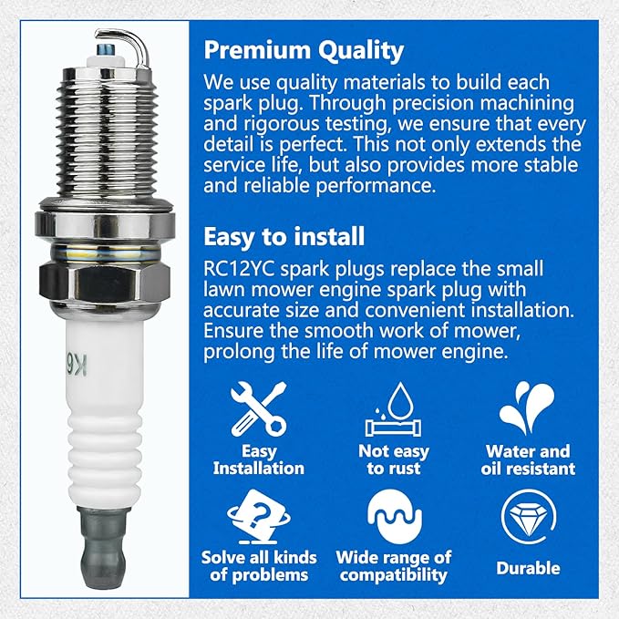 2 Pack Replacement BCPR6ES Spark Plug for Ariens 21531100 21534100 21536800 21537800 for Briggs & Stratton 491055 491055S 491055T 499608 5066 5066K 594056 692051 694385 696202 72347GS Models