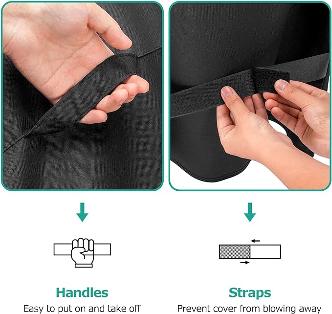 SunPatio Barbecue Grill Cover 65 Inch, Outdoor Heavy Duty Waterproof Charcoal Gas Grill Cover, Fade Resistant, All Weather Protection Compatible for Weber Charbroil Nexgrill and More, Black