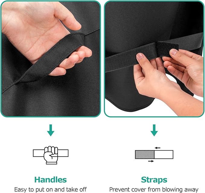 SunPatio Gas Grill Cover 60 Inch, Outdoor Heavy Duty Waterproof Barbecue Gas Cover, UV and Fade Resistant, All Weather Protection Compatible for Weber Charbroil Brinkmann Grills and More, Black