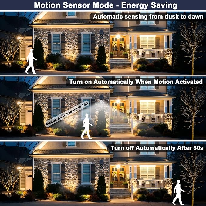 Solar Motion Lights Outdoor 2000LM Security Flood Lights IP67 Waterproof Spot Lights for Yard Porch Garage 3 Pack