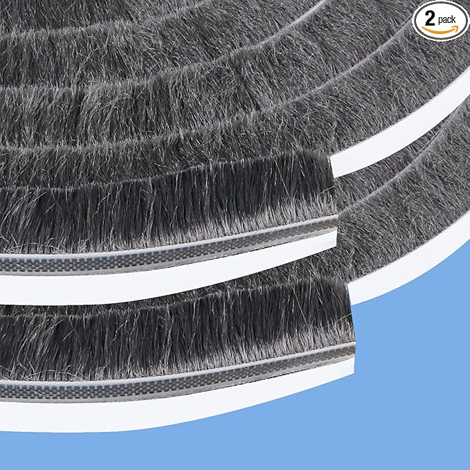 2Pack High Viscosity Sealing Strip for Door Gap and Sliding Window, 0.9inX0.4inX33FT Weatherproof Soundproof Noise Reduction Strip, Shock Absorbing Buffer, Grey