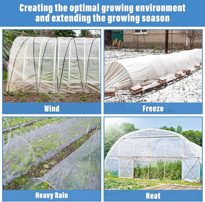 Legigo 12 X 26 Ft Clear Plastic Plant Covers Freeze Protection- 6 Mil Winter Greenhouse Plastic Sheeting for Frost Water Sun Wind Resistant, Plant Vegetable Blanket Covers for Cold Weather Garden Farm