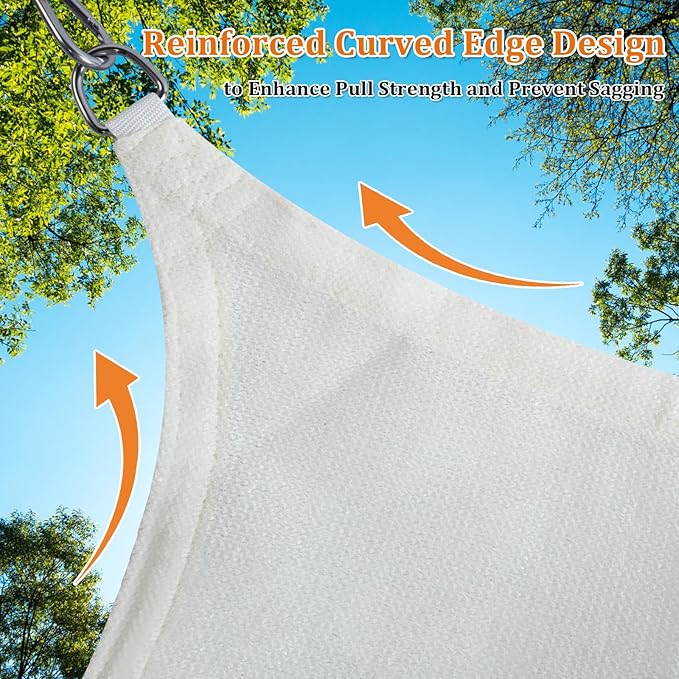 Shade&Beyond Sun Shade Sail Breathable UV Block Outdoor Covering Cloth for Backyard, Pool, 7'X7'X7', Cream (Customized Available)