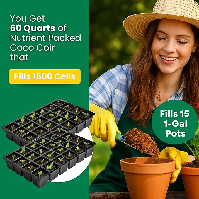 Gro-Med Coco Coir Brick 6s Pack – 1.4 lb Each, Expands to 60 Quarts, NPK Enriched Organic Coco Coir for Plants, OMRI-Listed Cocopeat Bricks for Garden Soil, Potting Mix & Indoor Outdoor Gardening