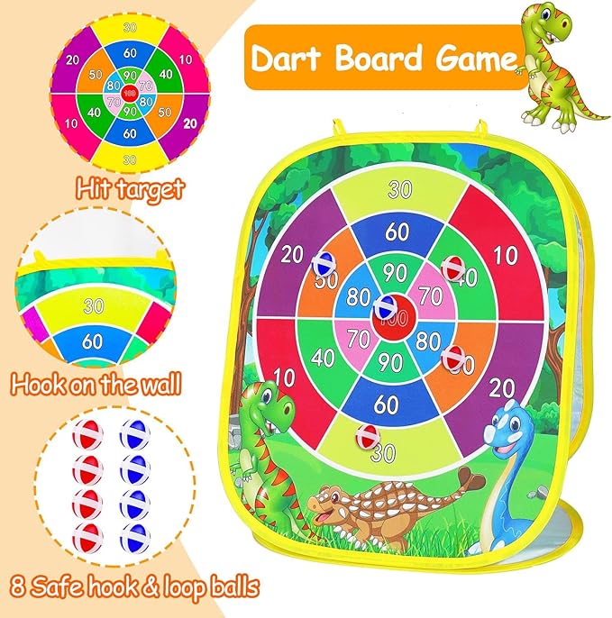 3 in 1 Bean Bag Toss Game for Kids, Toddler Toys for 2 3 4 5 Year Old Boys Girls Birthday, Dinosaur Cornhole Party Carnival Games Backyard Outdoor Outside Toys Ages 1-3 2-4 4-8 Easter