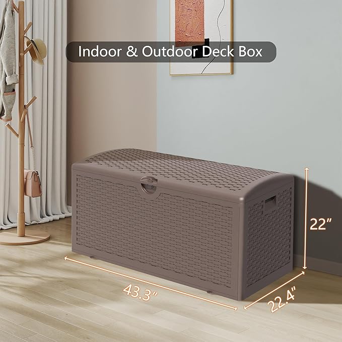 80 Gallon Pro Resin Deck Box, Waterproof Outdoor Storage Bin for Patio, Poolside, and Garden, Lockable & UV-Resistant, Black