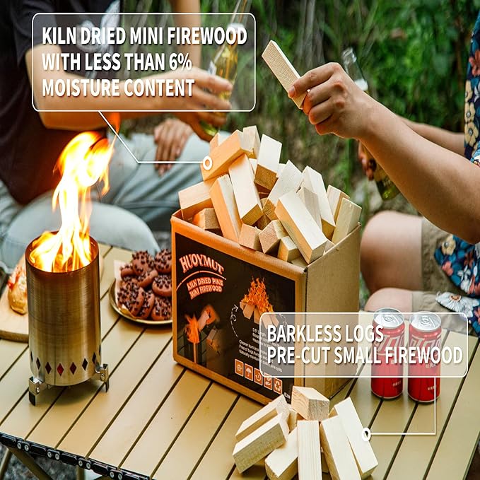 Mini Fire Stick Wood,3.5" Lengths Kiln Dried Pine Small Firewood,Barkless Kindling Fire Logs,Fire Pit Accessories Great for Tabletop Fire Pit,Fireplace,Mini Mesa Wood,12 Lbs