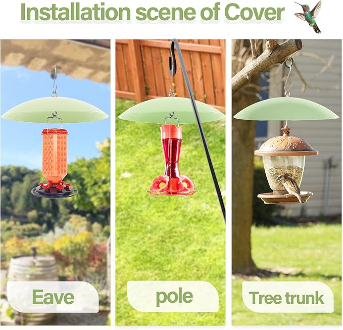 13" Bird Feeder Rain Guard, Hummingbird Feeder Shade Dome Cover, Hanging Squirrel Baffle for Bird Feeder Pole (Light Green), 1 Pack