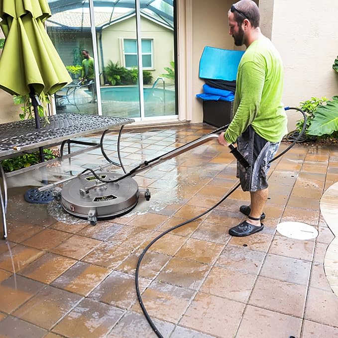 24" Pressure Washer Surface Cleaner Mate with 5 Nozzles Water Broom, Stainless Steel Surface Cleaner for Pressure Washer, Dual Handle Power Washer Surface Cleaner for Concrete Driveway, 4200 PSI