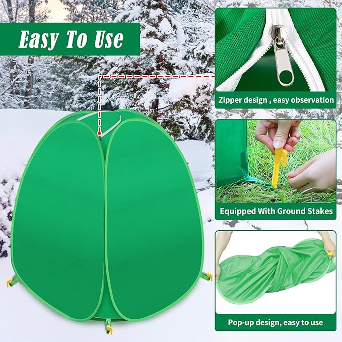 2 Pack Plant Covers Freeze Protection, 28x28x33 Winter Shrub Frost Covers for Outdoor Plants, Warm Plant Protectors Tent for Protecting Fruit Tree Potted Plants and Shrub from Freezing Animals Eating