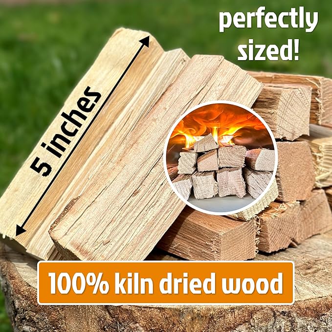 Smoking Chunks - Maple, Beech & Oak. 5 Inch Universal Cooking Firewood - 15lbs. ~1000cuin Premium Kiln Dried Cooking Wood for Grills, Smokers and Ooni, Solo, Bertello Pizza Ovens (Hardwood Blend)