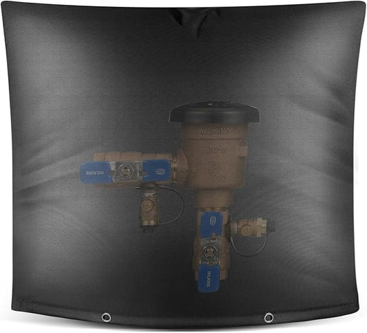 Outdoor Pipe Insulation Cover, Waterproof Backflow Preventer Cover for Winter Freeze Protection, Heavy-Duty 5-Layer Fabric Insulated Wrap for Sprinklers and Valves 30W x 24H inches -Black