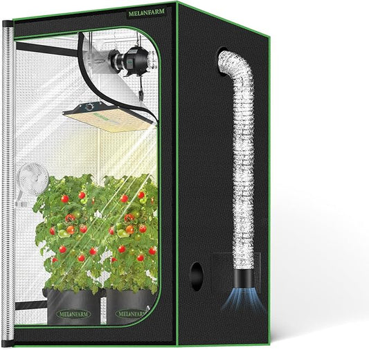 MELONFARM 2x2 Grow Tent, 24"x24"x48" Double Transparent Viewing Door Indoor Grow Tent, Growing Tent with High Reflective Mylar & Floor Tray, Plant Tent for Indoor Hydroponics Growing