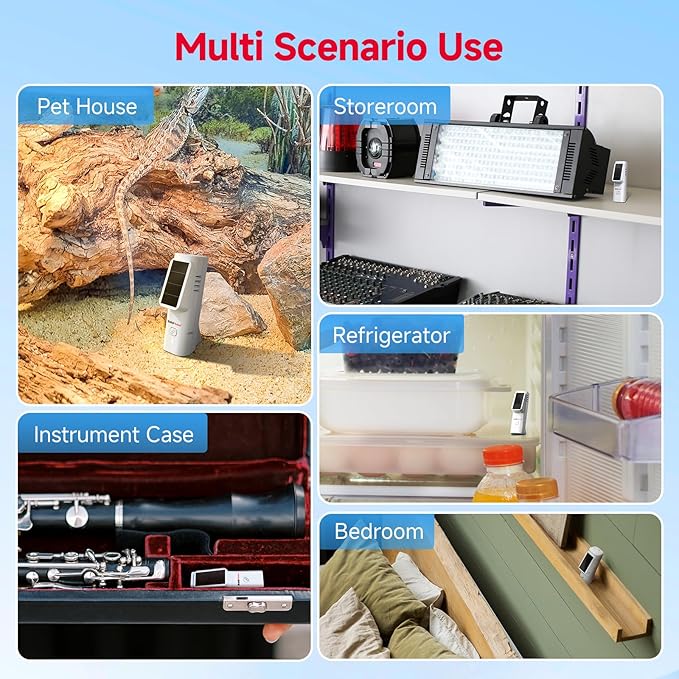 BaldrTherm Solar WiFi Hygrometer Thermometer Sensor, Smart Wireless Temperature Humidity with App Notification Alert, Date Storage, Remote Monitor for Room Greenhouse, 6pack