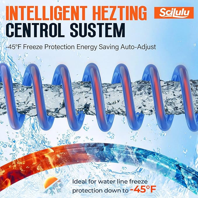 15FT Heated Water Hose for RV, Freeze Protection to -45°F, Lead-Free & BPA-Free, Safe Drinking Water for Campers, Gardening, Livestock, Home Use,Great Rv Accessories