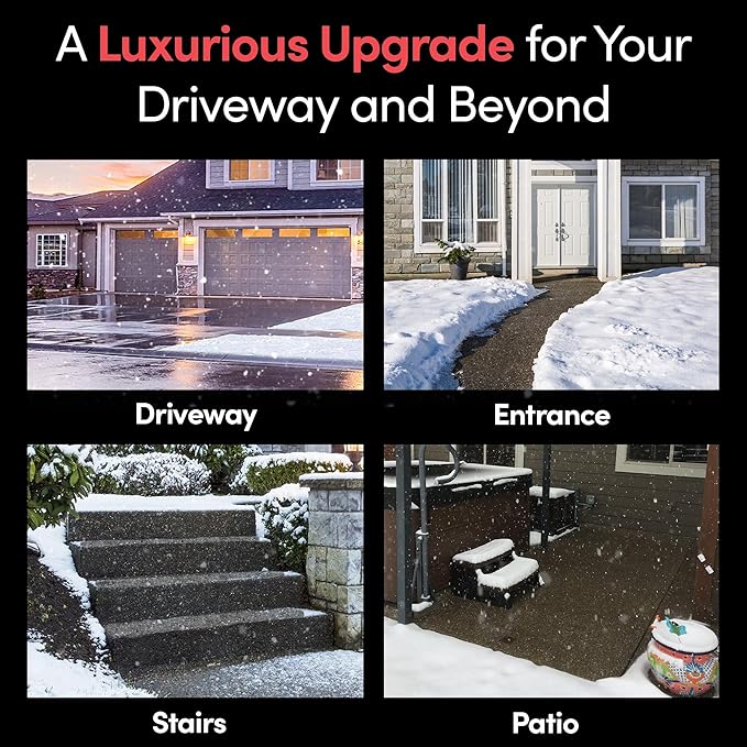 WarmlyYours 3x15 ft. Electric Ice and Snow Melting Mat 120V 2250 Watts - Embedded Under Asphalt, Concrete, or Pavers - Radiant Heated Driveway, Walkways, Sidewalks, Patios, Porch, Ramps PowerMat