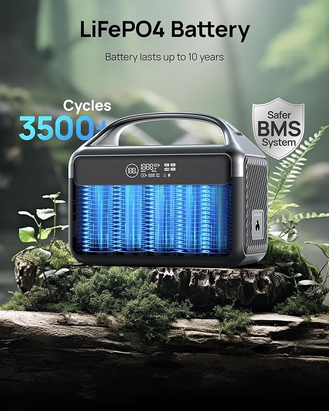 Portable Power Station 56000mAh, 179.2Wh Solar Generator LiFeP04 Battery with 2 AC Outlets 300W (600W Surge), 1.5hrs Fast Charging, Power Bank for Home Use, Outdoor Camping, Emergency, RVs, Outage