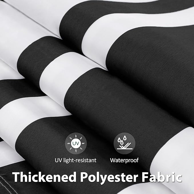 MCombo 13.2x7.8 Feet Manual Retractable Patio Door Window Awning Sunshade Shelter Outdoor Canopy,1308 (White with Black Stripes, 13.2'(L) x 7.8'(W))