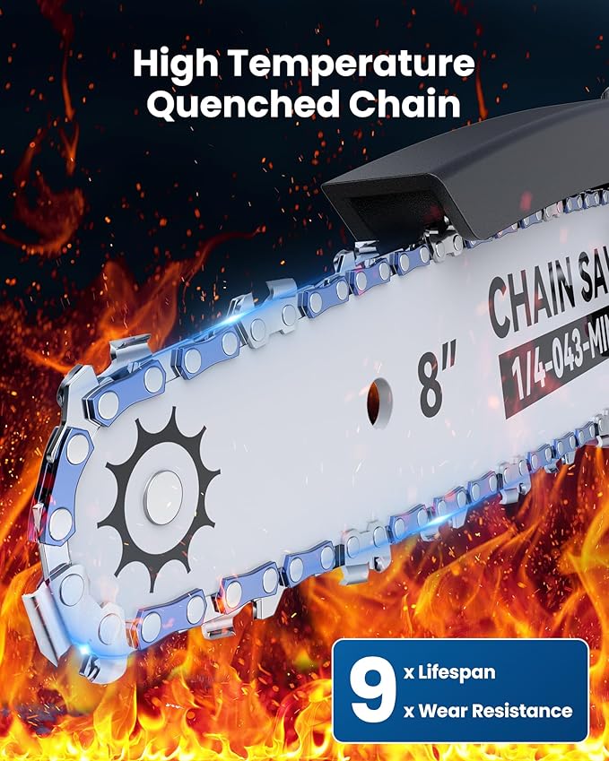 Mini Chainsaw Cordless, 8 inch & 6 inch Electric Chain Saw with 2 Pack Rechargeable Batteries, Battery Powered Handheld Saw Gardening Tools for Trees Branches Trimming Wood Cutting