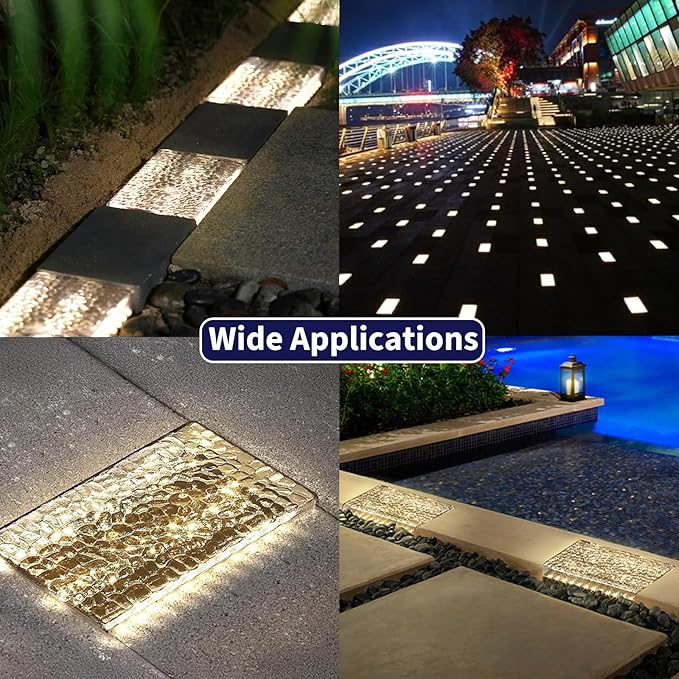 Solar Paver Outdoor Lights, 6x9 Recessed Brick Light, Heavy Duty IP67 Waterproof LED, Landscape Lighting for Ground, Pool, Garden, Driveway (Warm White, 6Pack)