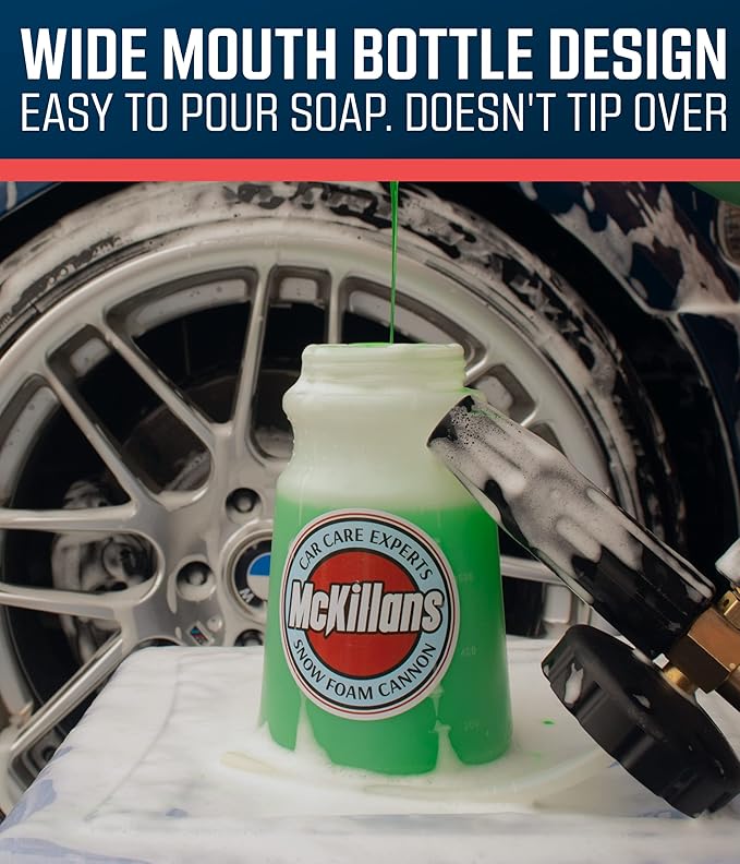 McKillans Foam Cannon for Pressure Washer (Wide Mouth) - Car Wash Snow Foam Cannon Lance Pressure Washer Soap Dispenser for Car Washing with Adjustable Thick Foam + 1/4 Quick Connector