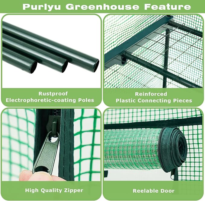 Mini Greenhouse for Indoor Outdoor,Plant Green House 4-Tier Rack Stand Portable Greenhouses with Durable PE Cover for Seedling, 2.5x1.6x5.2 FT Ideal Gardening Gifts for Women Men(PLGH704G)