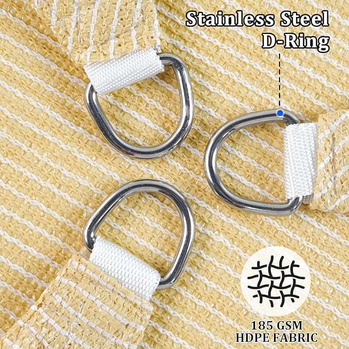 Shade&Beyond Sun Shade Sail Breathable UV Block Outdoor Covering Cloth for Backyard, Pool, 16'X20'X20', Beige (Customized Available)