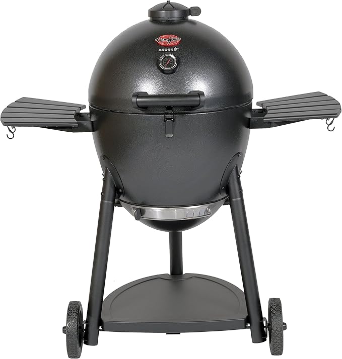 Char-Griller Kamado Charcoal Grill, Graphite + Char-Griller Smokin' Ceramic Smoking Stone