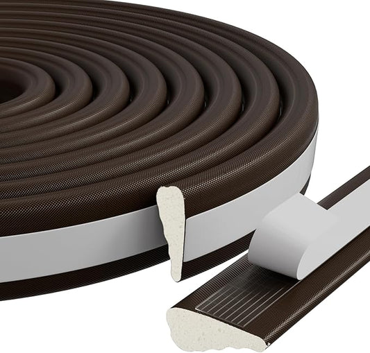 3 Pack*16.4 Ft Weather Stripping Seal Strip for Doors,Soundproofing Window Insulation Draft Stopper for Winter, Selfadhesive Foam Weather Strip for Door Frame,Door Gap Filler Noise Blocker(Brown)