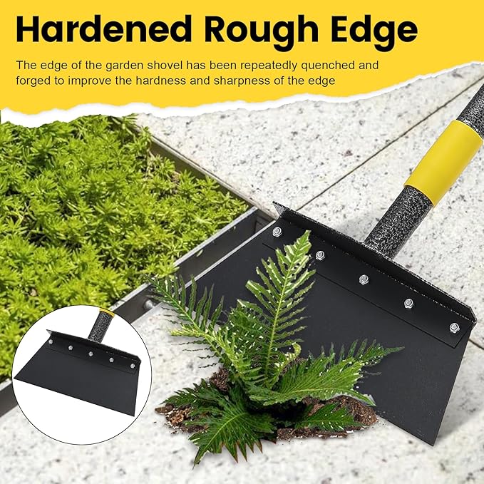 Garden Flat Shovel - Weeding Tool, Heavy Duty Multifunctional Cleaning Shovel Floor Scraper, 60" Long Handle Ice Chopper Snow Spade Garden Tool for Lawn Edging, Scraping, Ice Removal