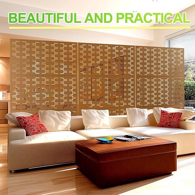 Outdoor Privacy Screen,72" H×47" W Metal Privacy Screen, Freestanding Privacy Fence Panels for Patio