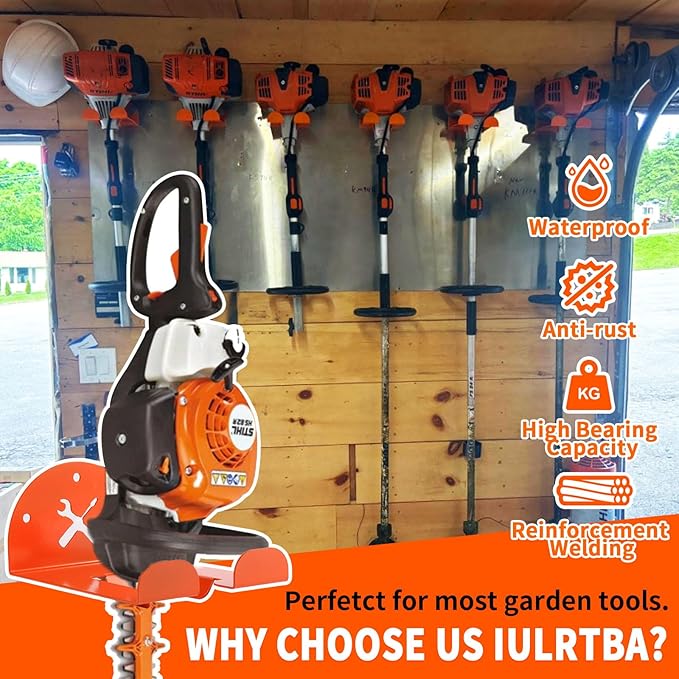 Upgraded Trimmer Rack Wall Mount - 8" Heavy Duty Weed Eater Hanger for Garage Wall Bracket, Garden Power Tool Holder Organizer Hooks for Grass Trimmer, Hedge Trimmer, Leaf Blower and Chainsaw, 3 Pack