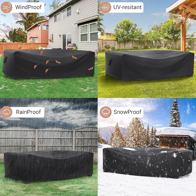 Mrrihand Patio Furniture Set Cover Waterproof, Outdoor Sectional Sofa Set Cover Heavy Duty 600D Table and Chair Set Cover 76" L×76" W×28" H