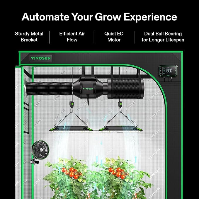 VIVOSUN Smart Air Filtration PRO G4 Kit 4", AeroZesh G4 Inline Duct Fan w/GrowHub E42A Temp. Humidity WiFi-Controller, Carbon Filter & Ducting, Cooling & Ventilation System for Grow Tent, Hydroponics