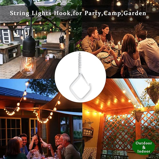 20 PCS Q-Hanger Hooks for String Lights, Ceiling Hooks for Hanging Plants, Wind Chimes, Bird Feeders, Lanterns, Christmas Decorations (Square Hanger)