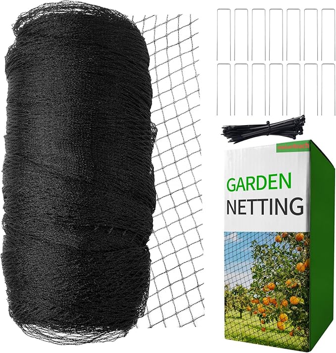 Garden Netting,7.5ft x 65ft Black Bird Netting Heavy Duty,Rabbit,Squirrels,Anti Birds,Larger Bees,Deer,Chicken,Cardinals，Animal Fencing for Fruit Tree & Vegetable Garden