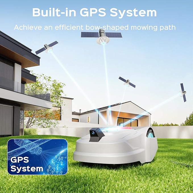 M800Plus GPS+Vision Cordless Robot Lawn Mower with Bow-Shaped Path Mowing, APP Control, Robotic Lawnmower with Obstacle Avoidance, Auto-Charging, Height Adjustment, for Lawns up to 8611 sq.ft