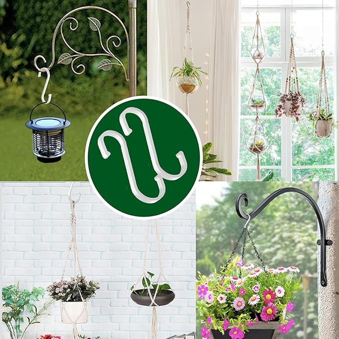 20 Pack S Hooks - White Heavy Duty S Shaped Hangers - Pan Pot Holder Rack for Hanging Pans Pots Cups Clothes Bags Towels Plants - Kitchen Bathroom Garden Office