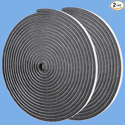 2Pack Weatherstripping Sealing Strip, Self Adhesive Door Window Weather Stripping,33FT Door Window Sealing for Weatherproofing Grey