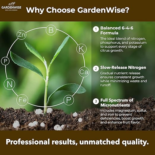 Professional Citrus Fertilizer + Vital Micronutrients; Perfect Balanced NPK for All Citrus; for Indoor and Outdoor Plants; Orange, Lime, Avocado and Lemon Tree Fertilizer (1/2 Quart)