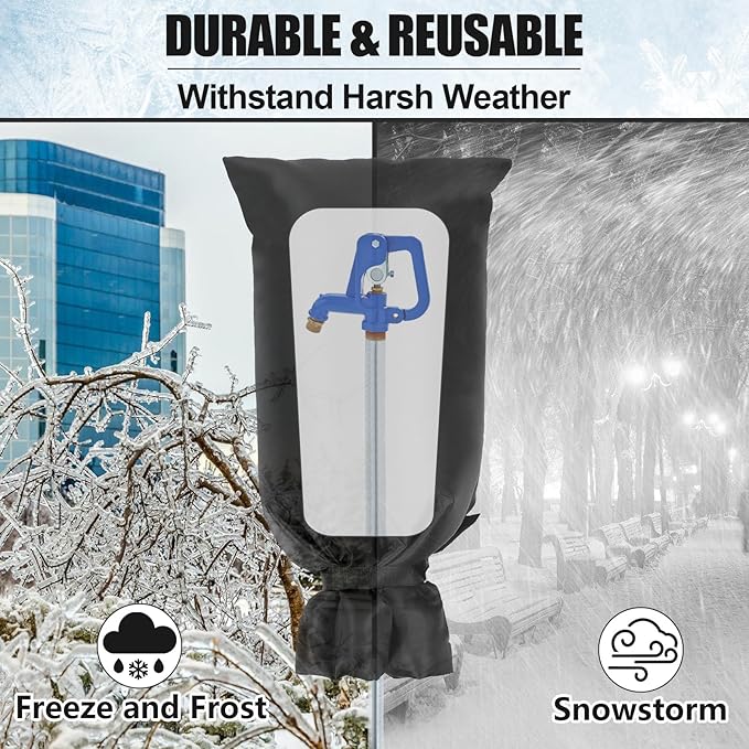28'' x 15'' Large Faucet Covers for Winter, 2 Pcs Outdoor Hydrant Covers Freeze Protection, Waterproof Faucet Sock for Spigot Garden Lawn Yard Farm Bibb Pipe