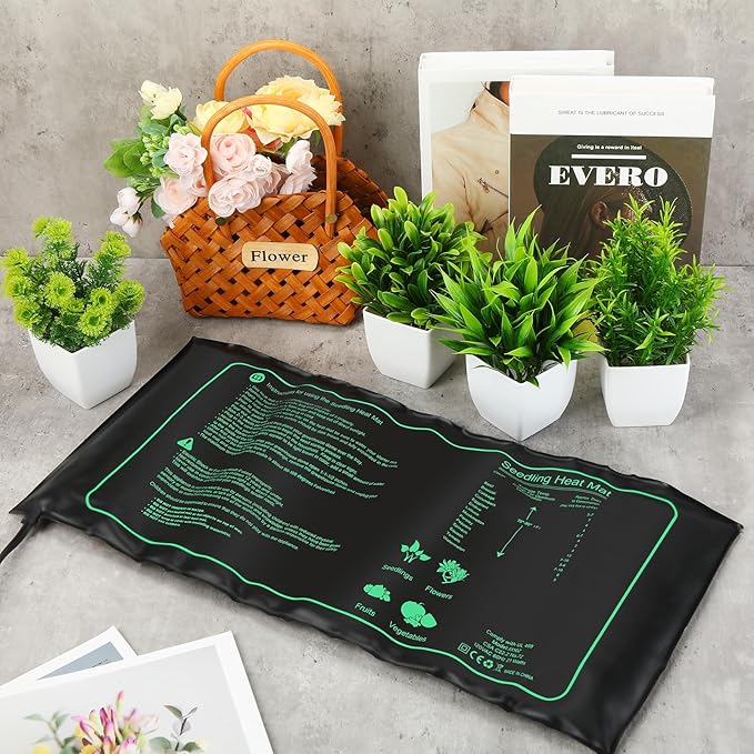 ROCEEI 12 Pack Seedling Heat Mat Bulk, 10" x 20.75" Heat Mats for Seed Starting Plant Heating Mat Grow Mats Waterproof Hydroponic Heating Pad Warm Seed for Greenhouse Plants Germination Grow