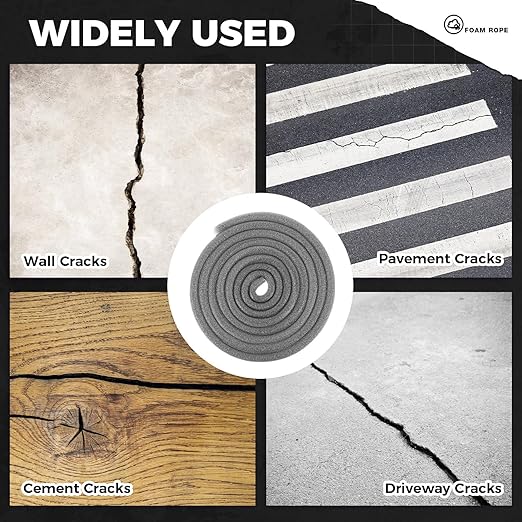 1.25 Inch x 100 ft Foam Backer Rod for Gaps Joints Concrete Crack Filler Caulk Saver Bulk Foam Backing Rod Concrete Filler Rope for Weather Stripping Door Seal(Gray)