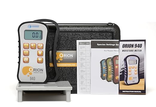 Orion® 940 Pinless Wood Moisture Meter by Wagner Meters I Accurate, Non-Damaging, Dual Depth Lumber Moisture Measurement, Data Collection & Storage, On-site Calibration (Standard Calibrator)