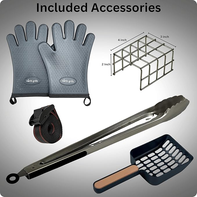 𝗖𝗵𝗮𝗿𝗰𝗼𝗮𝗹 𝗞𝗮𝗯𝗼𝗯 𝗚𝗿𝗶𝗹𝗹 by 𝗡𝗼𝗿𝘁𝗵 𝗚𝗿𝗶𝗹𝗹𝘀: precise heat control, silicone-handle square & flat skewers, charcoal starter tool, tongs, BBQ gloves, and storage & travel bags.