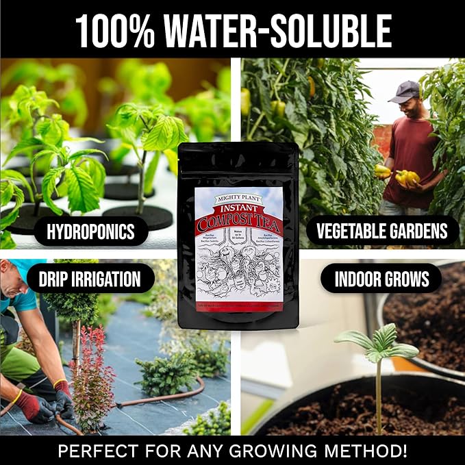 Organic Instant Compost Tea (5 oz) – Probiotic Plant Food Bloom Booster & Yield Booster for Hydroponics & All Gardening Types | Microbial Formula Converts Amino Acids for Enhanced Growth (5, Ounces)