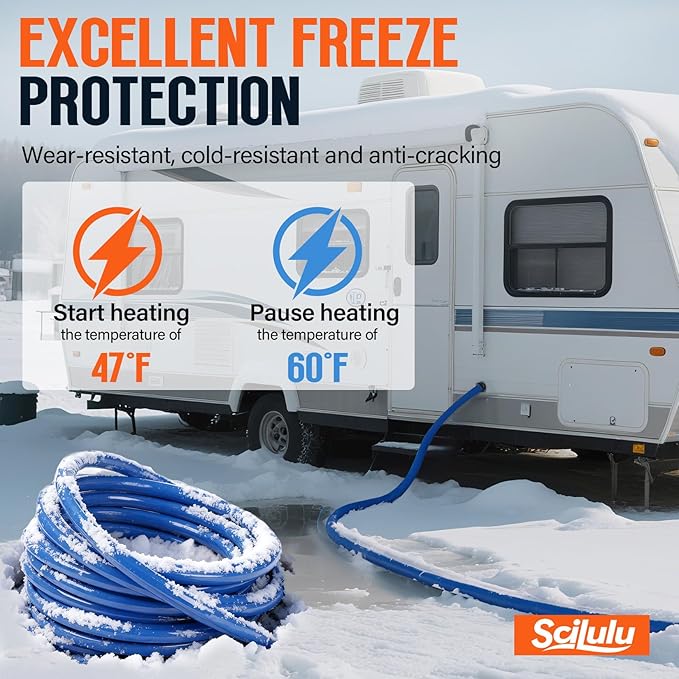 15FT Heated Water Hose for RV, Freeze Protection to -45°F, Lead-Free & BPA-Free, Safe Drinking Water for Campers, Gardening, Livestock, Home Use,Great Rv Accessories