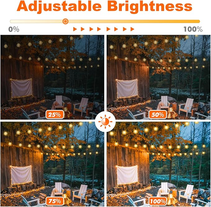 100FT LED Outdoor String Lights with 3 Color Lights, Dimmable String Lights for Outside with Remote, G40 Globe Waterproof Patio Lights with 50+2 Shatterproof Bulbs for Party Backyard BBQ House Camping